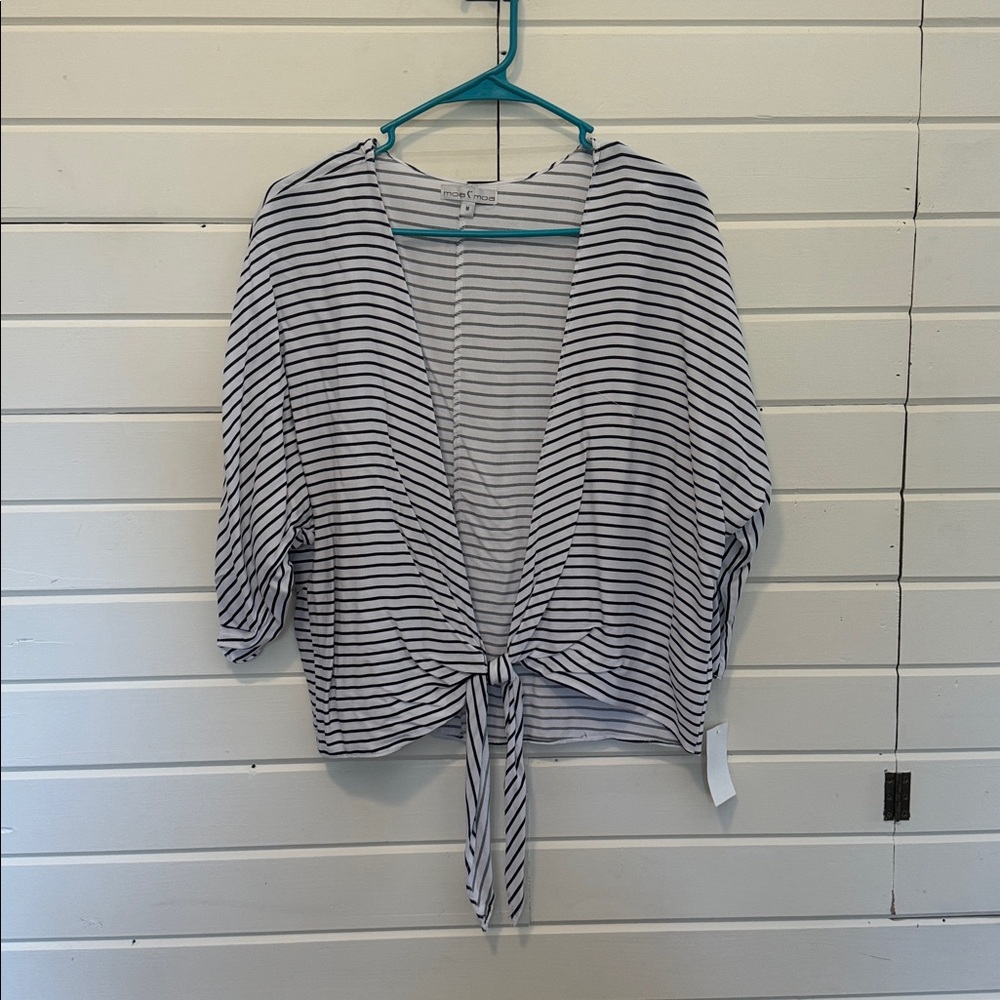 NWT Moa Moa Black and White Striped Blouse